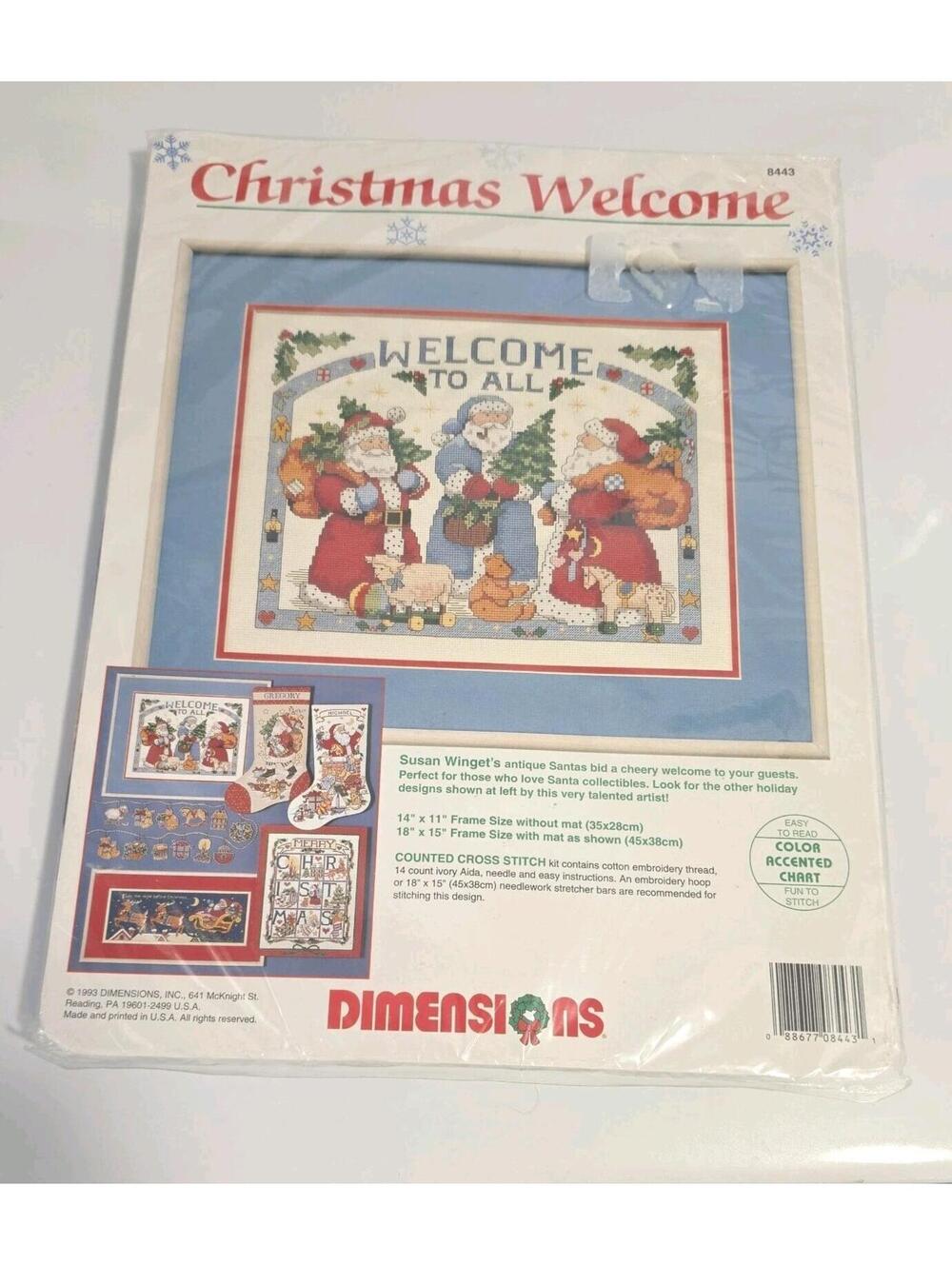 1993 Dimensions Christmas Welcome Counted Cross Stitch Kit #8443 in sealed bag
